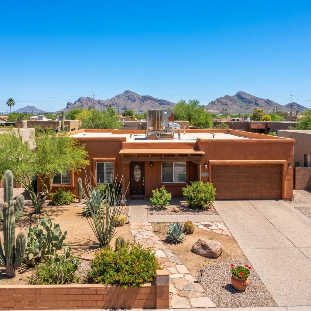 Rooftop swamp cooler needing repair on a Phoenix home